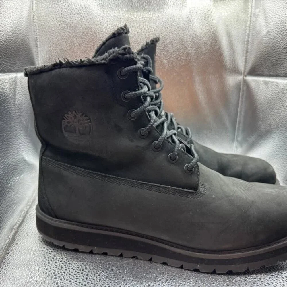 Size 11 Timberland Richmond Ridge Mens Black‎ Fur Lined Leather Waterproof Boots